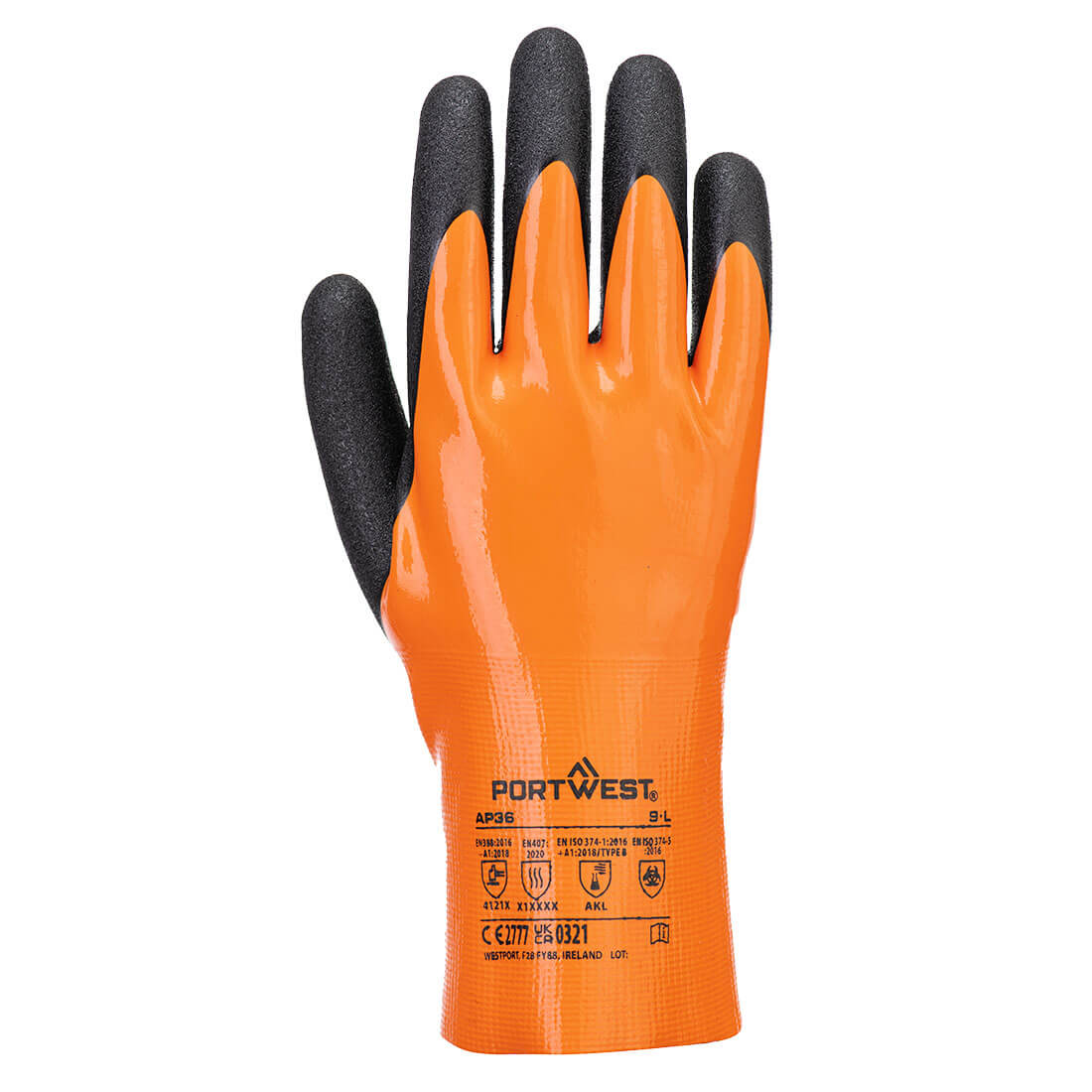Grip 15 Nitrile Double Gauntlet  - Orange/Black