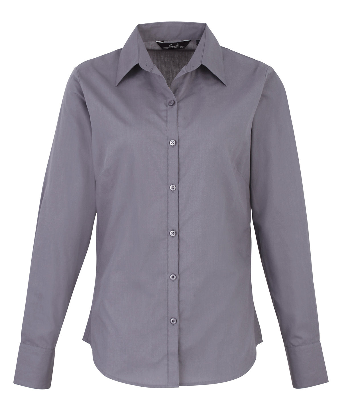 Women's poplin long sleeve blouse - Steel