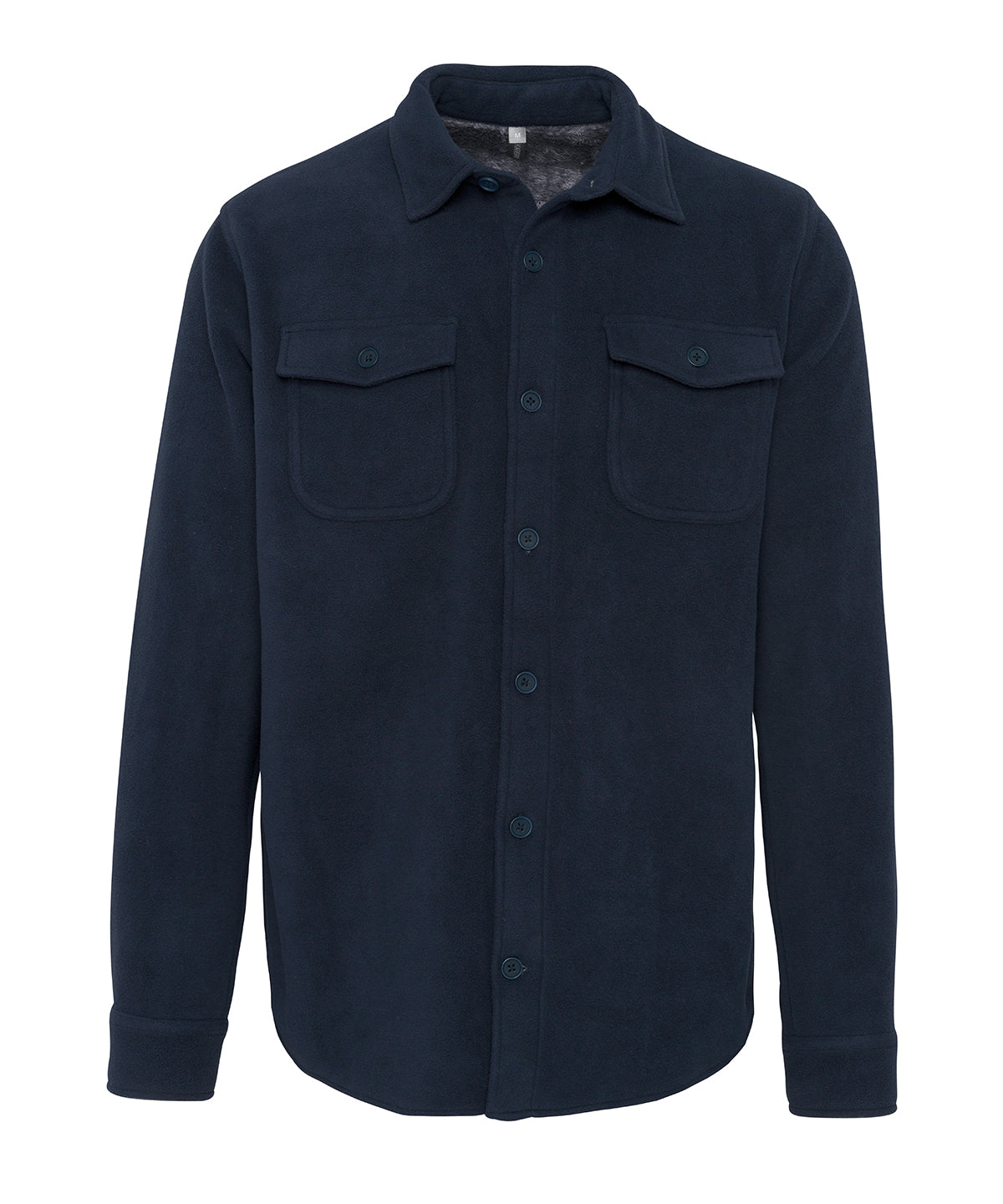 Sherpa-lined fleece overshirt - Navy/ Storm Grey