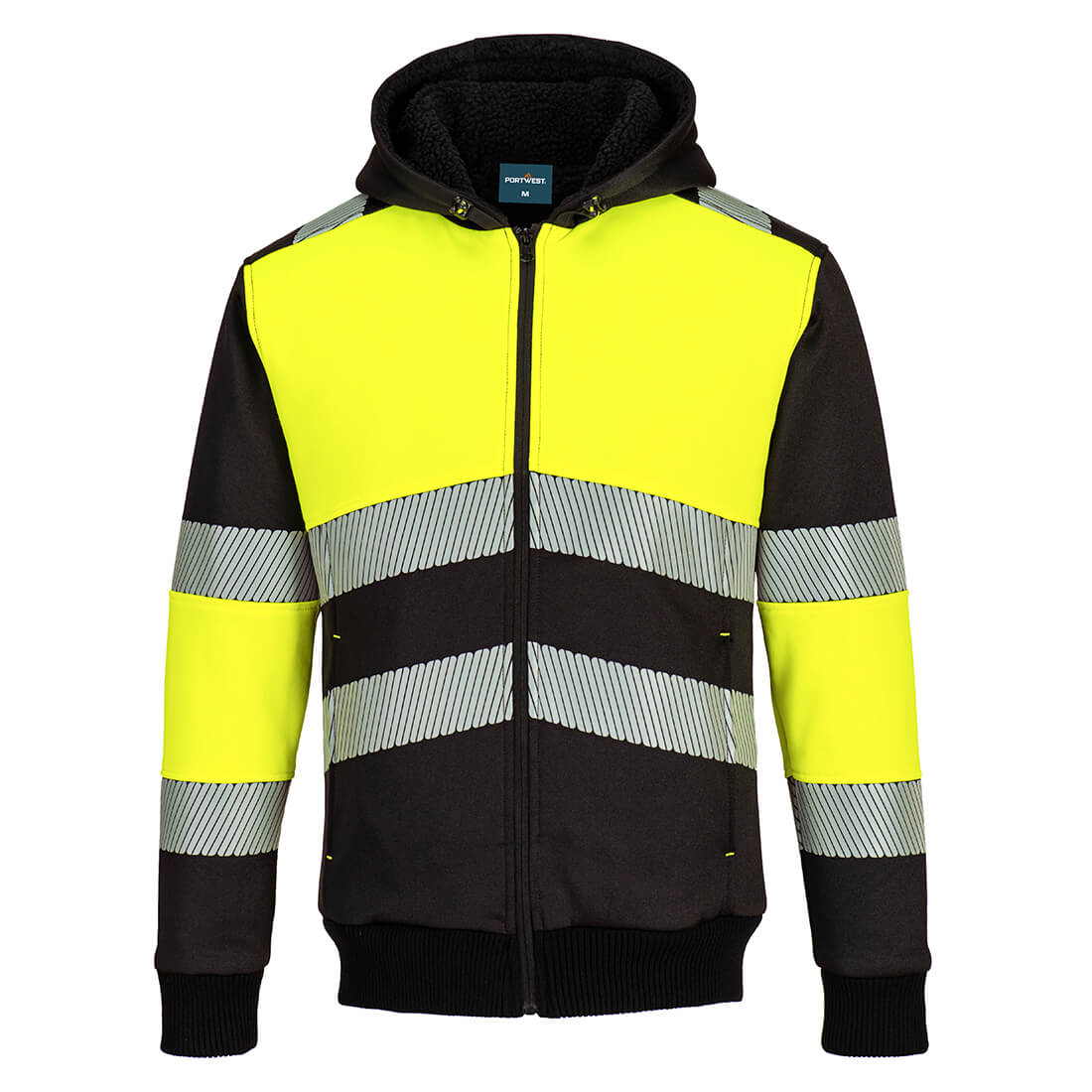 PW377 - PW3 Zipped Class 1 Winter Hoodie Orange/Black - Yellow/Black