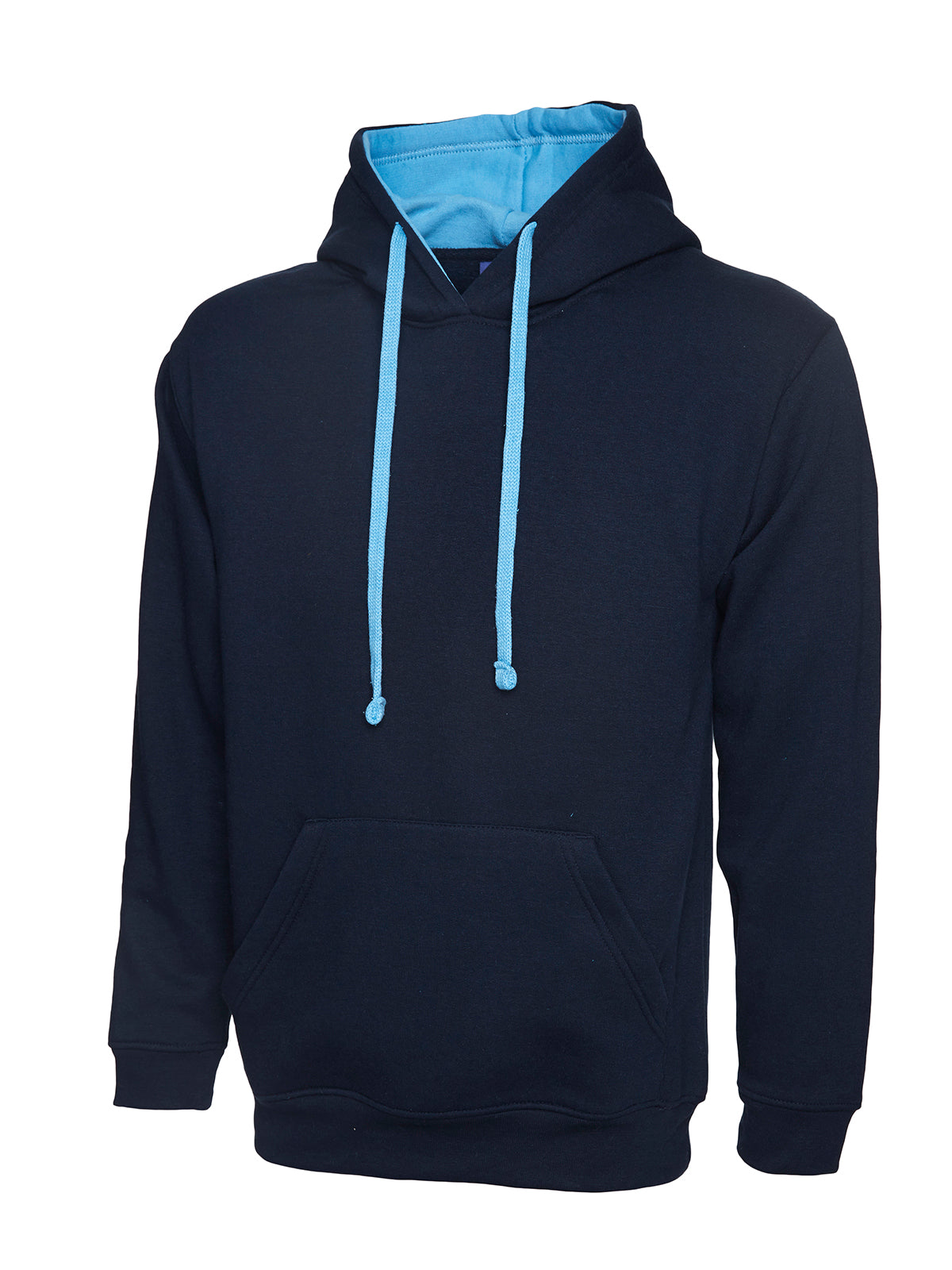 Contrast Hooded Sweatshirt  - Navy/Sky