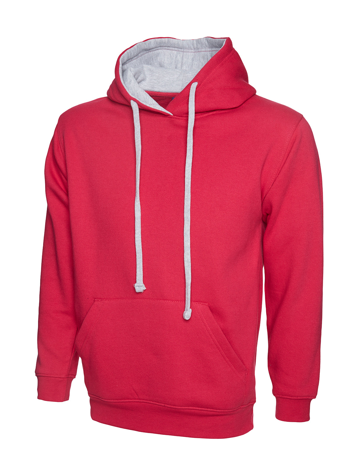 Contrast Hooded Sweatshirt  - Fuchsia/Heather Grey