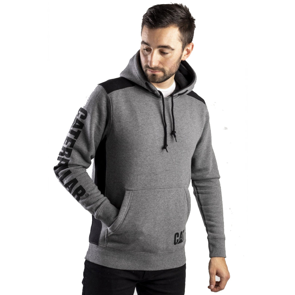 Caterpillar Mens Logo Panel Hooded Sweashirt Hoodie Black