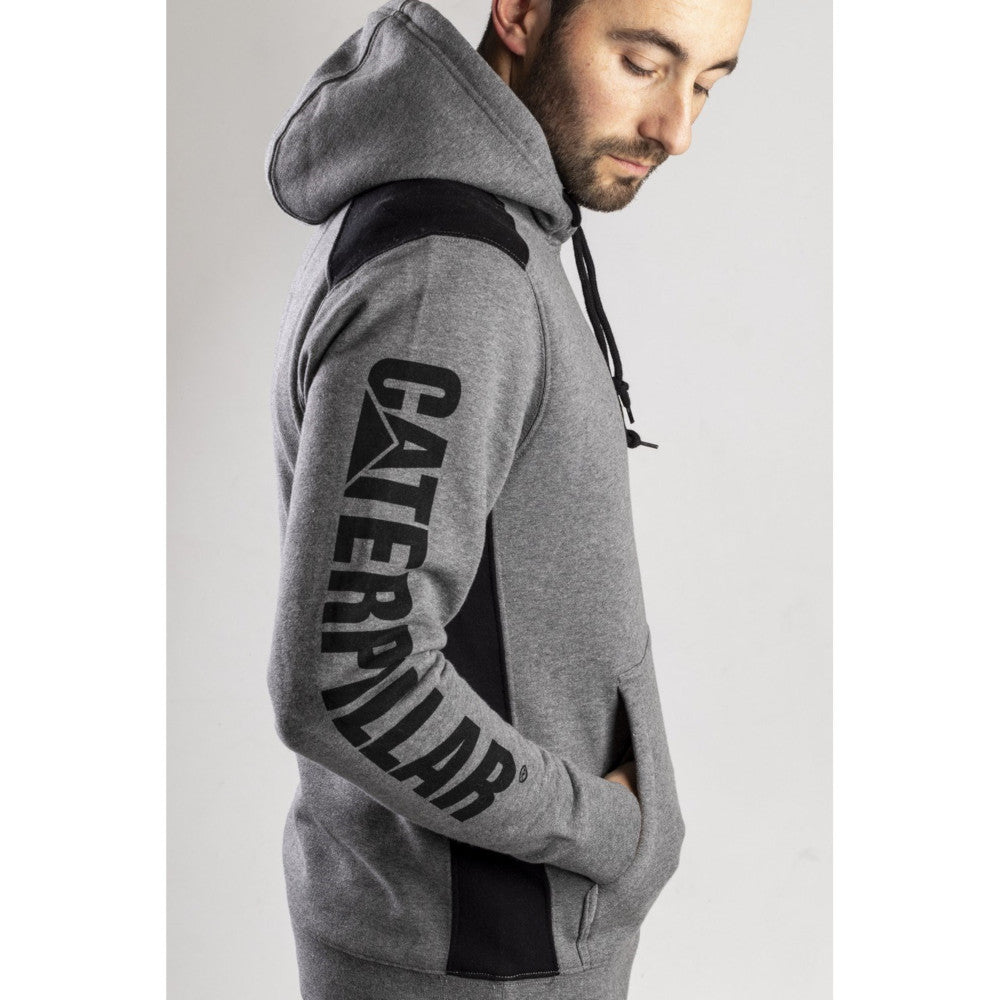 Caterpillar Mens Logo Panel Hooded Sweashirt Hoodie Black