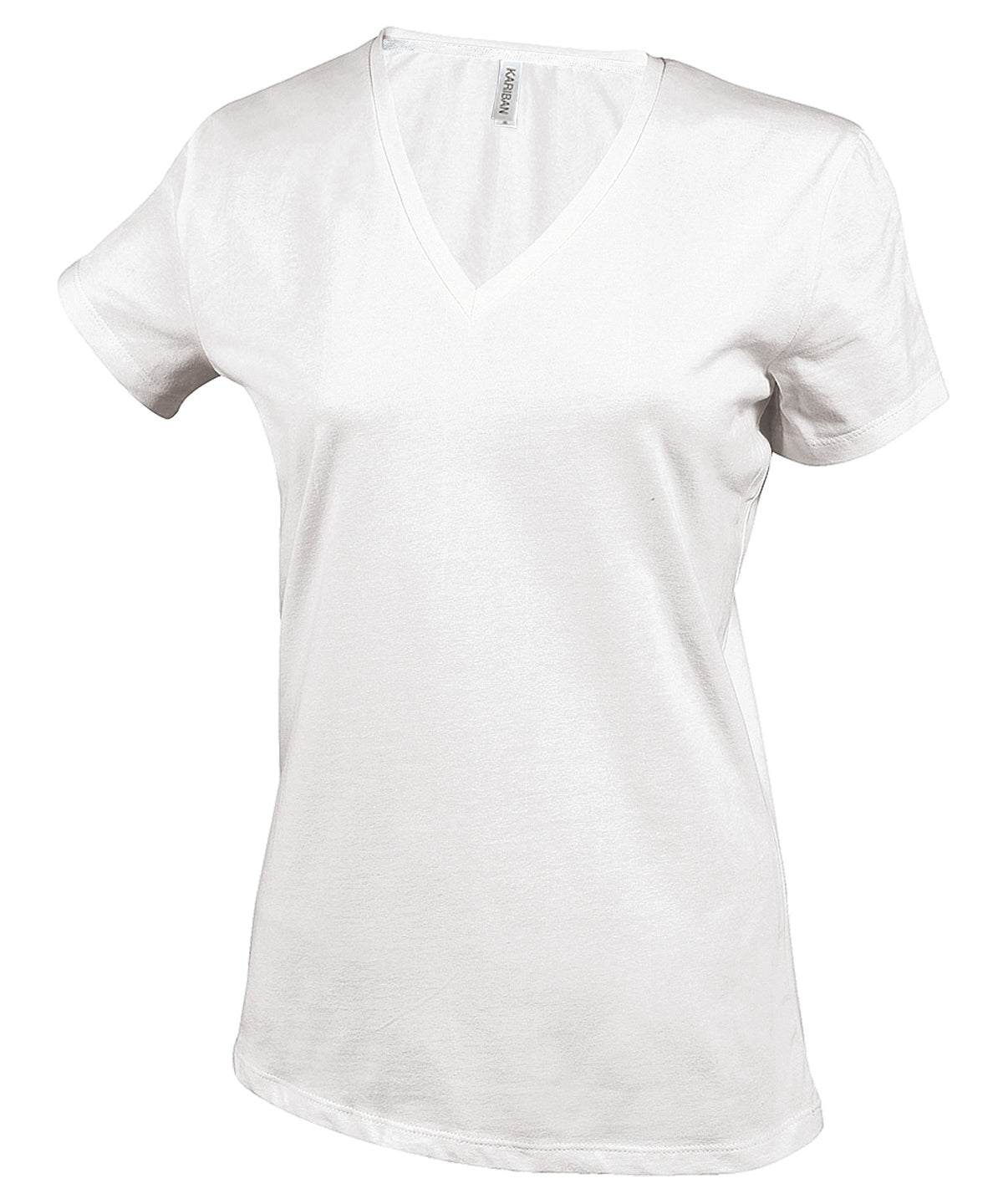Ladies' short-sleeved V-neck T-shirt - White