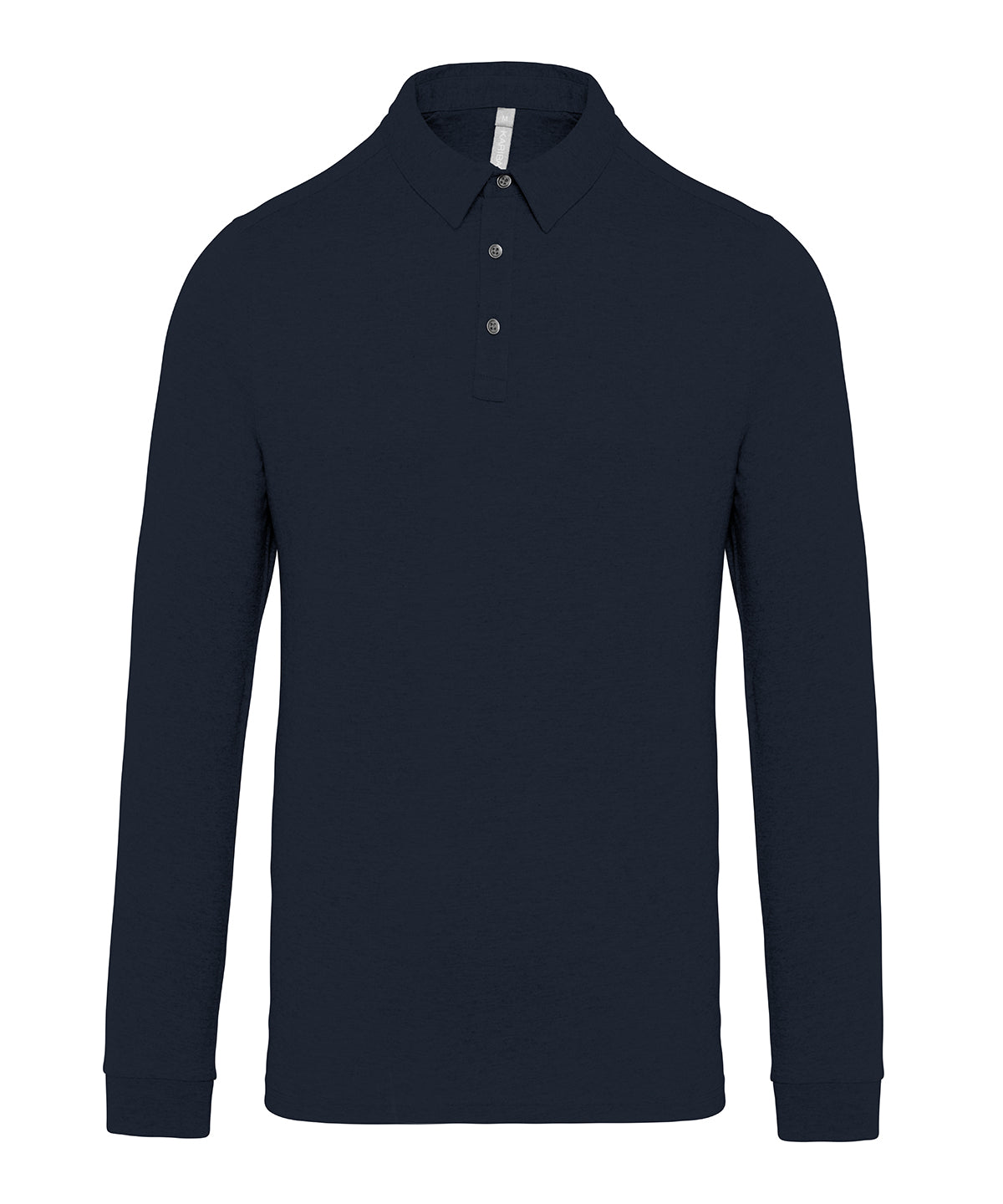 Jersey knit long sleeve polo shirt - Navy