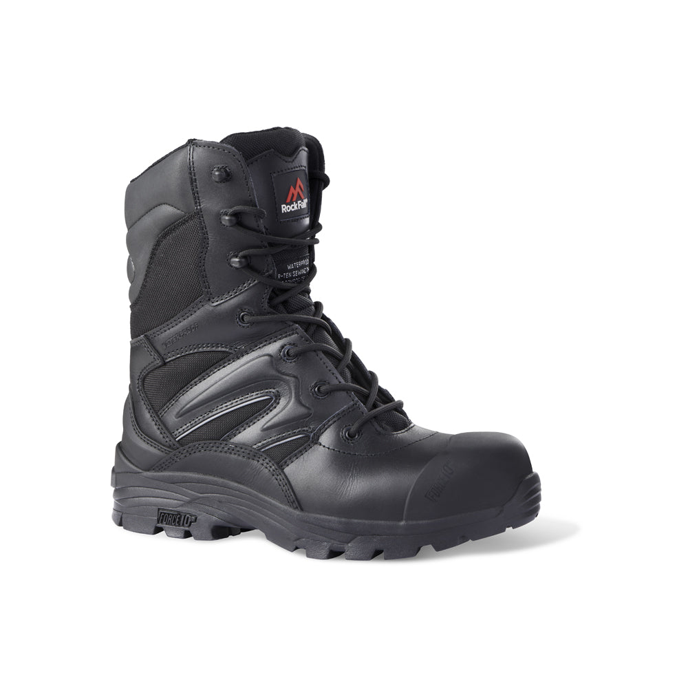 Rock Fall RF4500 Titanium High Leg Waterproof Safety Boot with Side Zip Size 3
