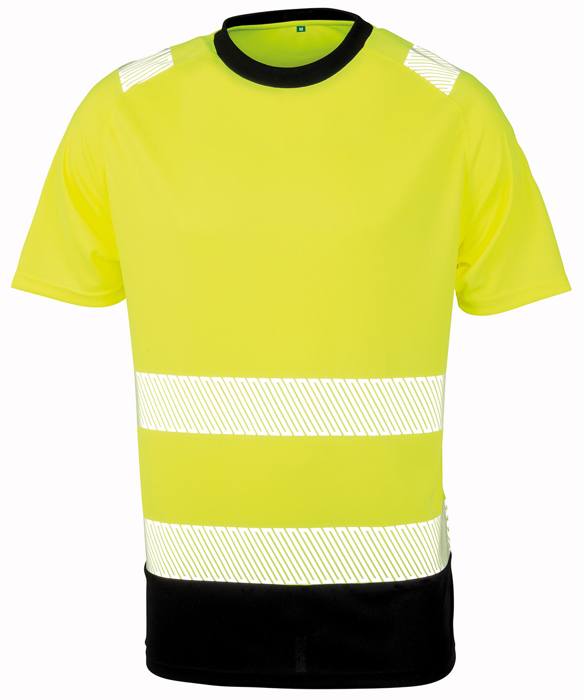 Recycled safety t-shirt - Fluorescent Yellow/ Black