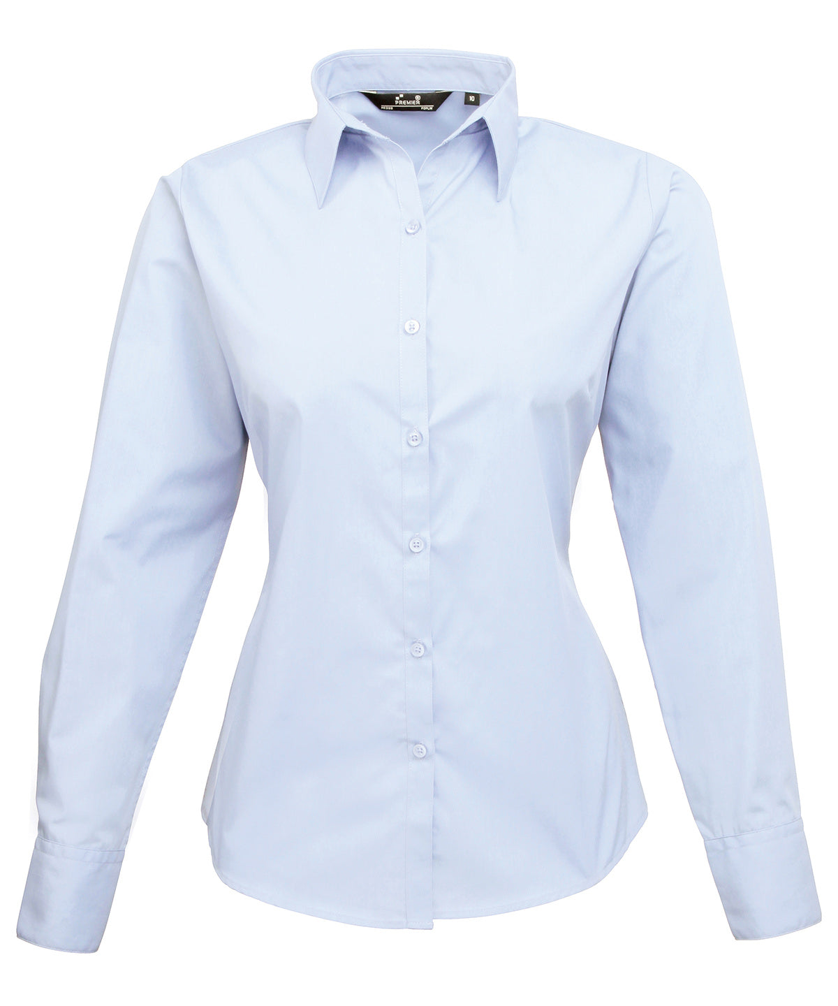 Women's poplin long sleeve blouse - Light Blue