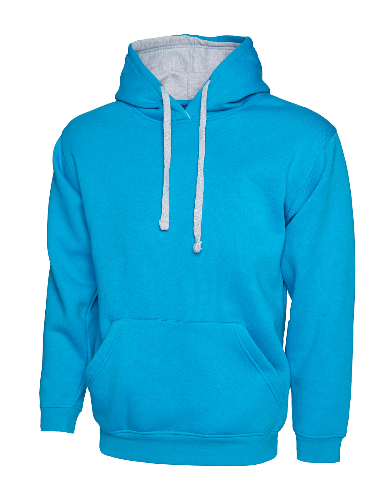 Contrast Hooded Sweatshirt  - Sapphire/Heather Grey
