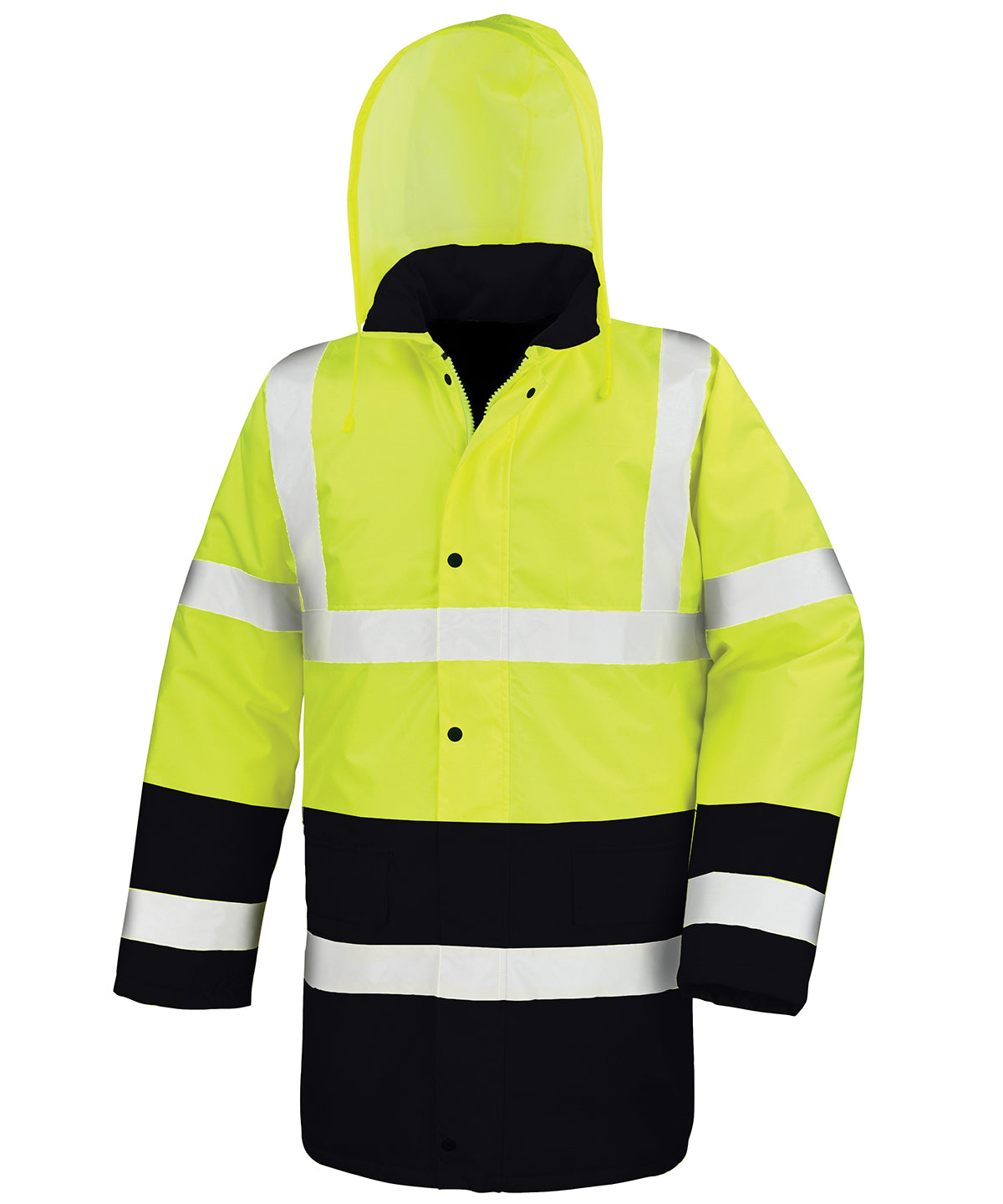 Motorway two-tone safety coat - Fluorescent Yellow/ Black