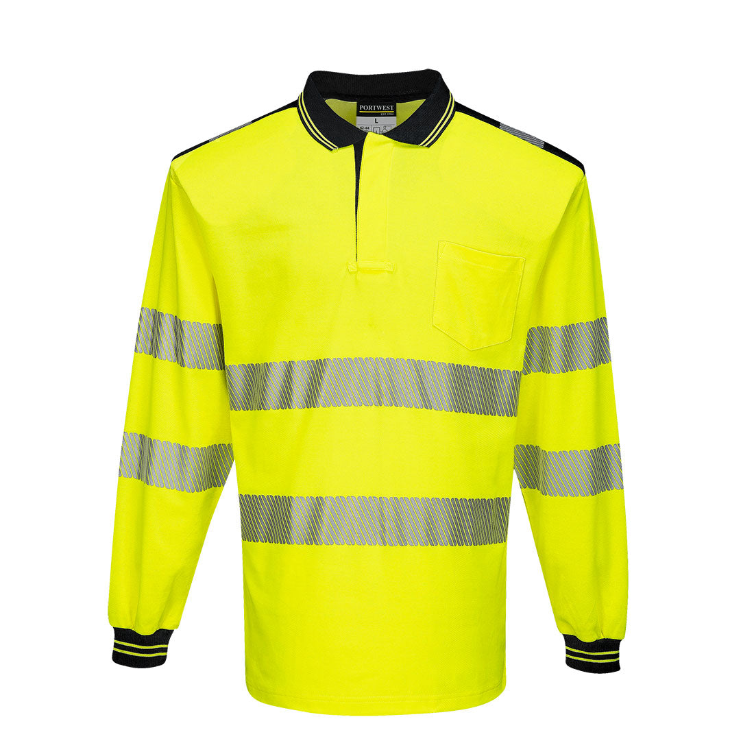 PW3 Hi-Vis Cotton Comfort Polo Shirt L/S  - Yellow/Black