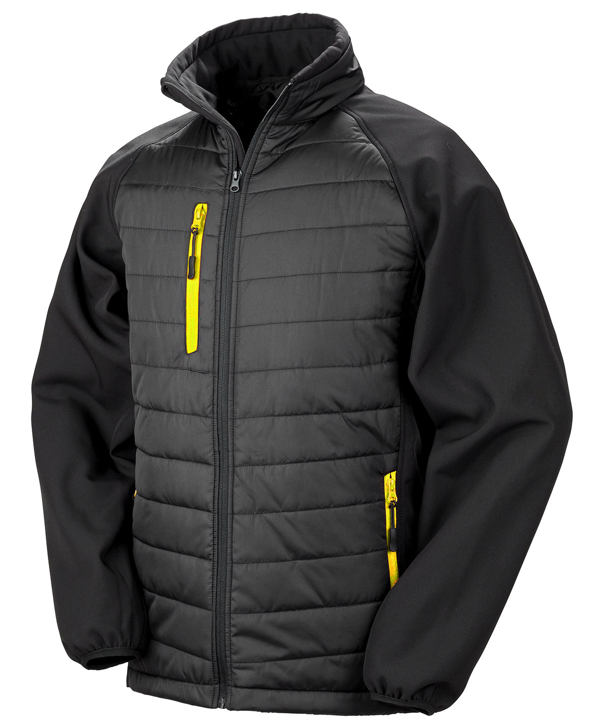 Compass padded softshell jacket - Black/ Yellow