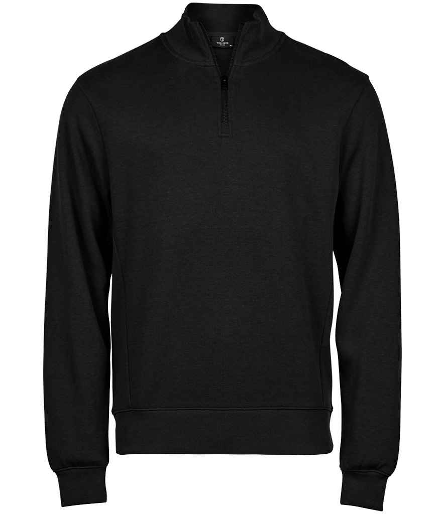 Tee Jays Ribbed Interlock Half Zip Sweatshirt - Black