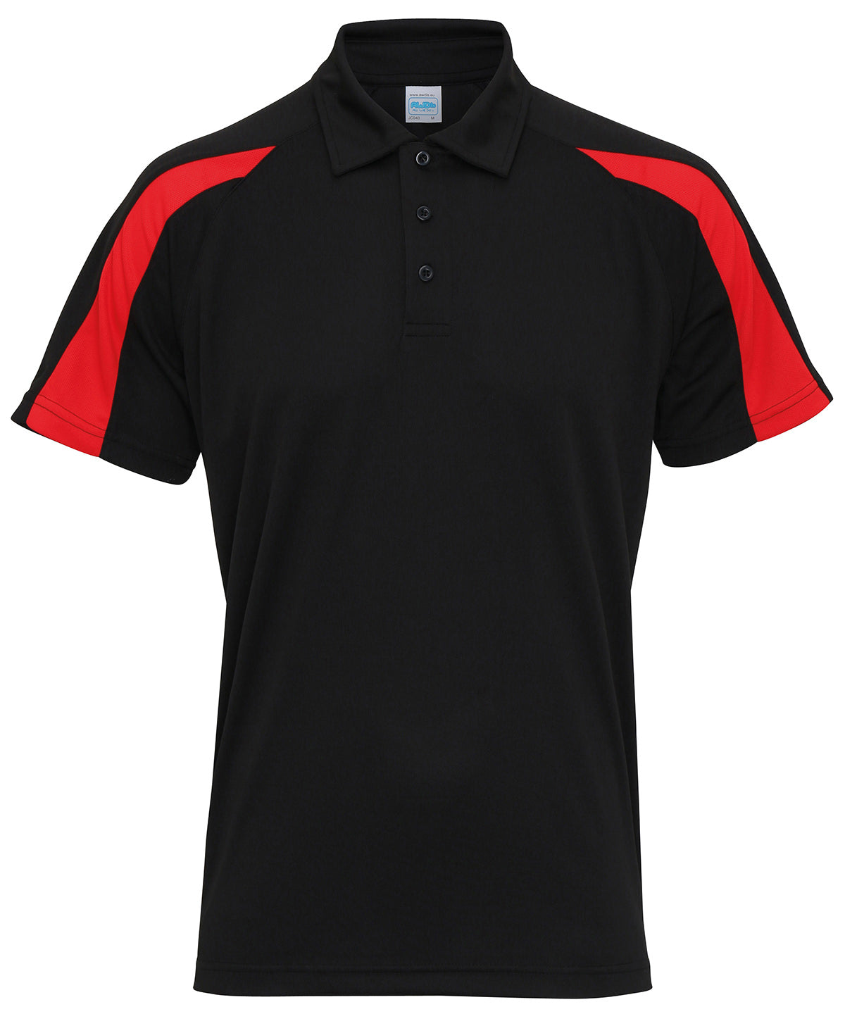 Contrast Cool Polo - Jet Black/Fire Red