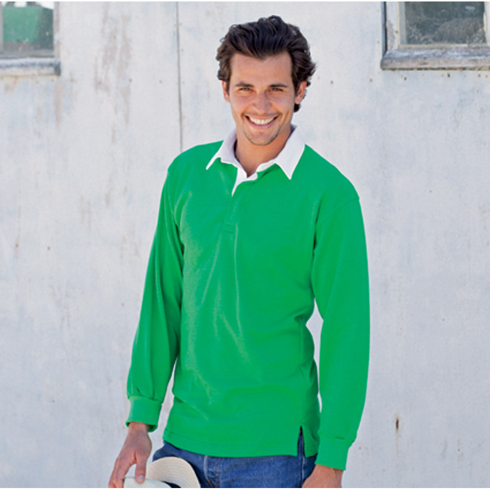Front Row Mens Long Sleeve Classic Cotton Rugby Shirt