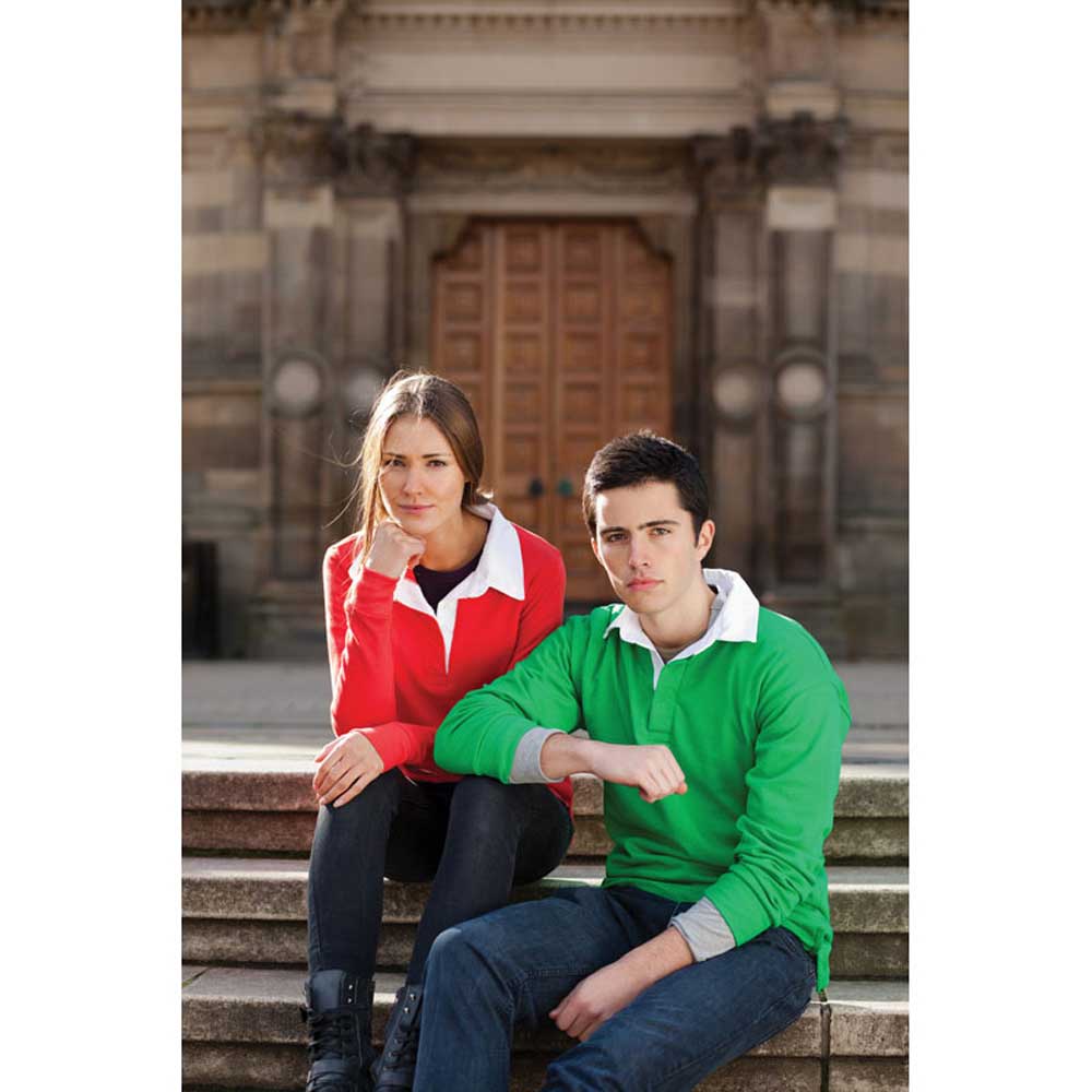 Front Row Mens Long Sleeve Classic Cotton Rugby Shirt