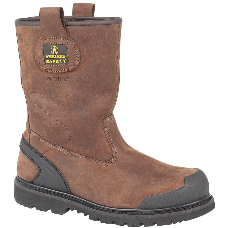 Mens Nubuck Leather Rigger Safety Work Boots Brown