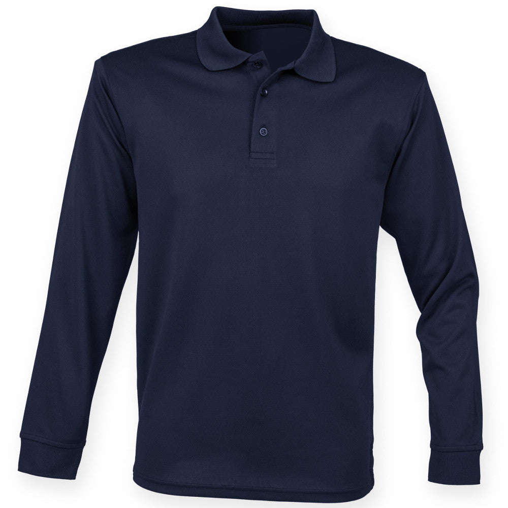 Henbury Mens Long Sleeve Coolplus Polo Shirt