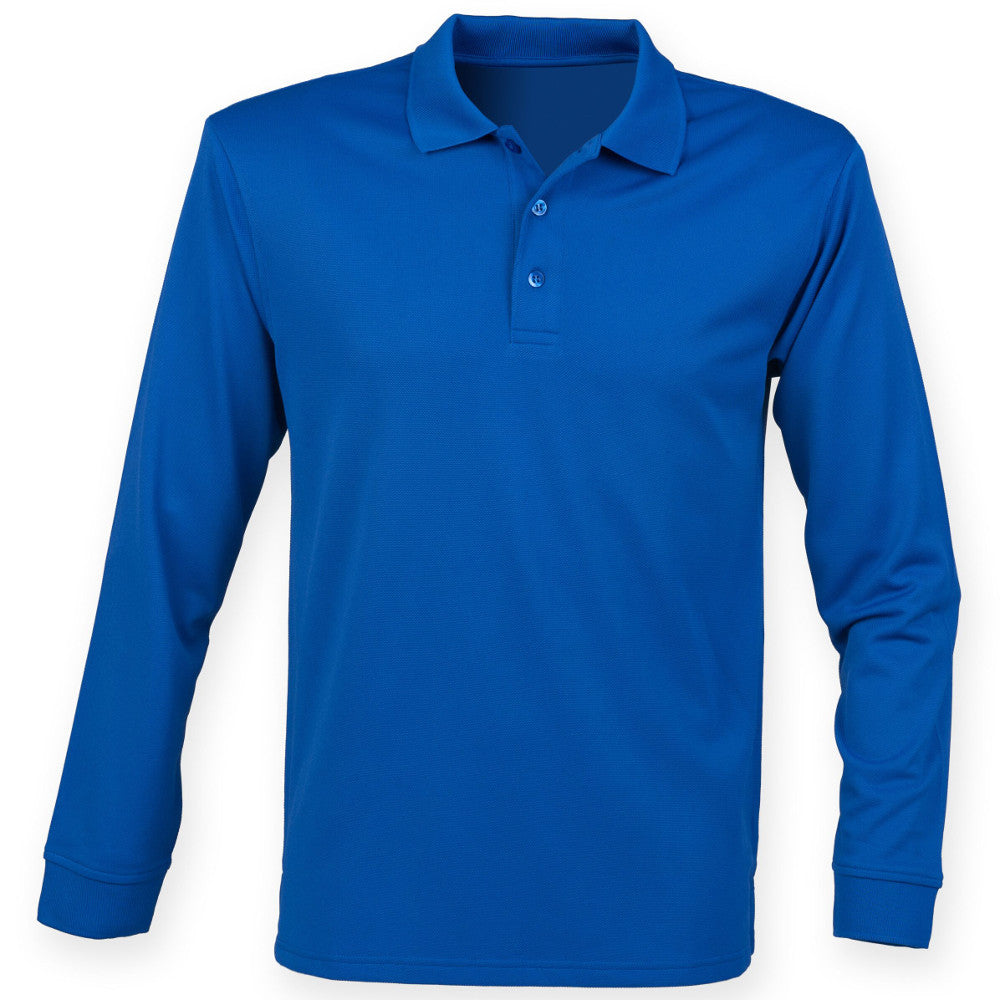 Henbury Mens Long Sleeve Coolplus Polo Shirt