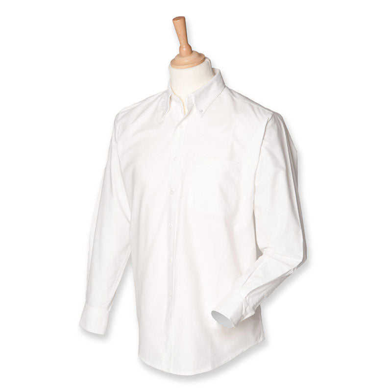 Henbury Long Sleeve Oxford Shirt with Wrinkle Resistant Finish