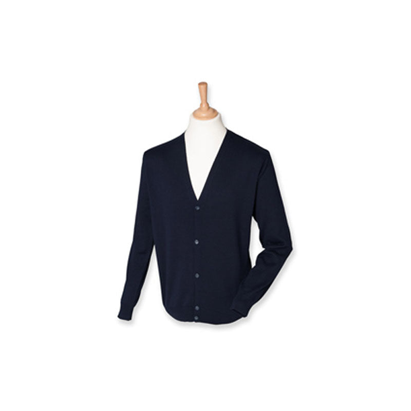 Henbury Mens V Neck Button Cardigan