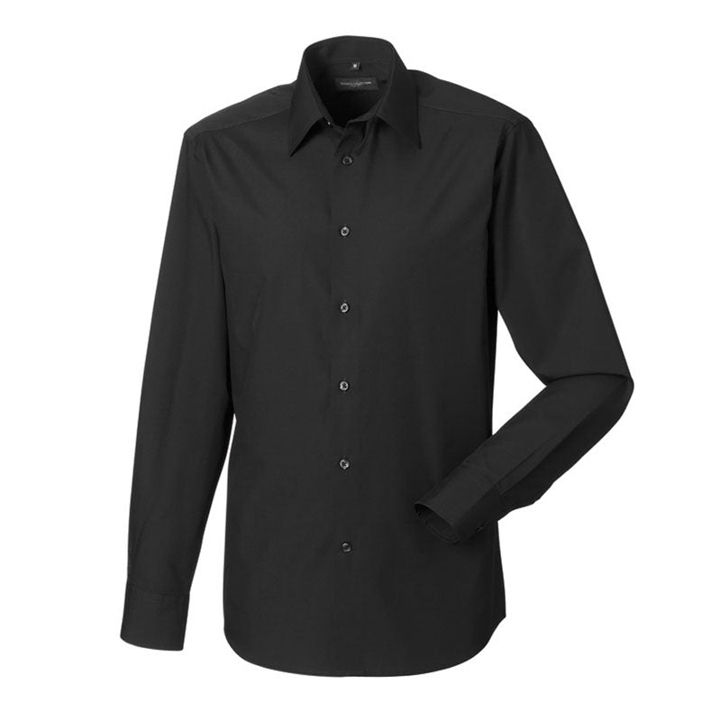Russell Collection Long Sleeve Poly/Cotton Easycare Fitted Poplin Shirt
