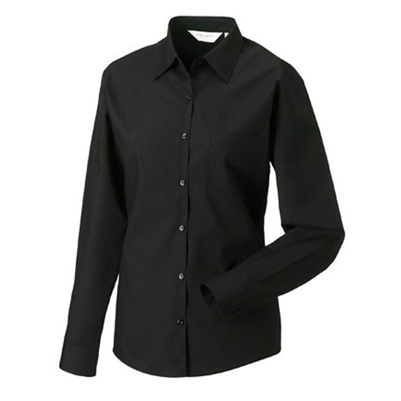 Russell Collection Ladies Long Sleeve Poly Cotton Easycare Poplin Shirt
