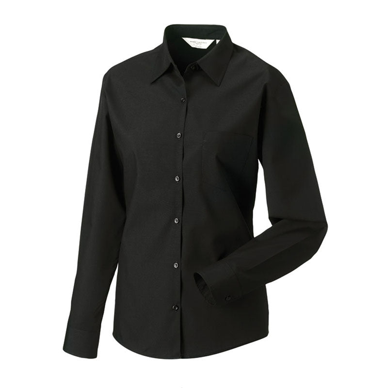 Russell Collection Ladies Long Sleeve Poly Cotton Easycare Poplin Shirt