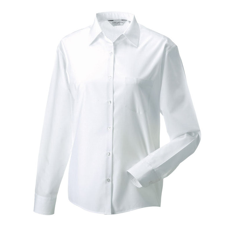 Russell Collection Ladies Long Sleeve Poly Cotton Easycare Poplin Shirt