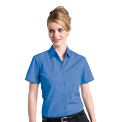 Russell Collection Ladies Short Sleeve Poly Cotton Easycare Poplin Shirt