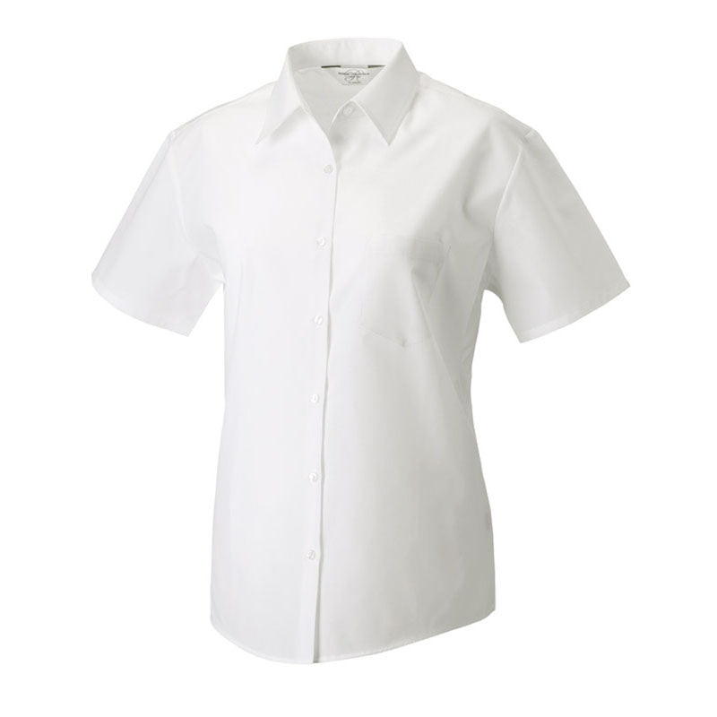 Russell Collection Ladies Short Sleeve Poly Cotton Easycare Poplin Shirt
