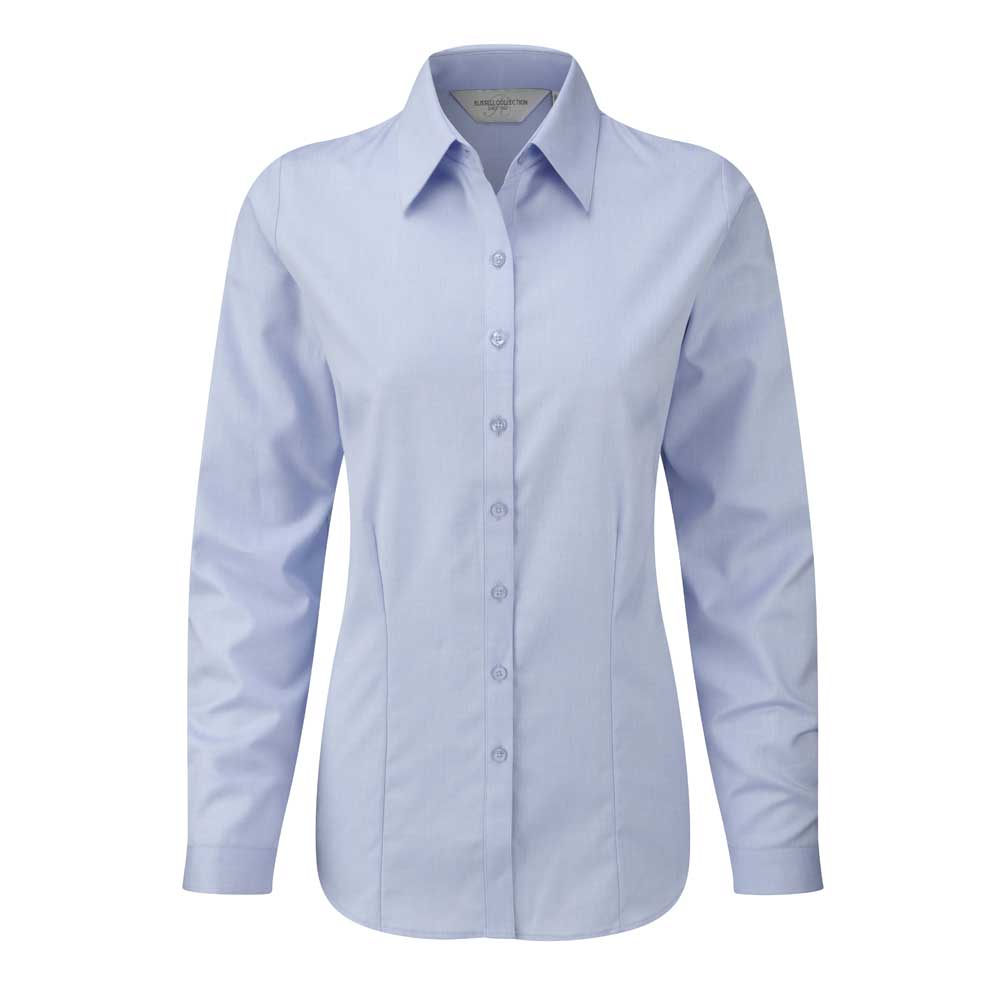 Russell Collection Womens  Long Sleeve Herringbone Shirt