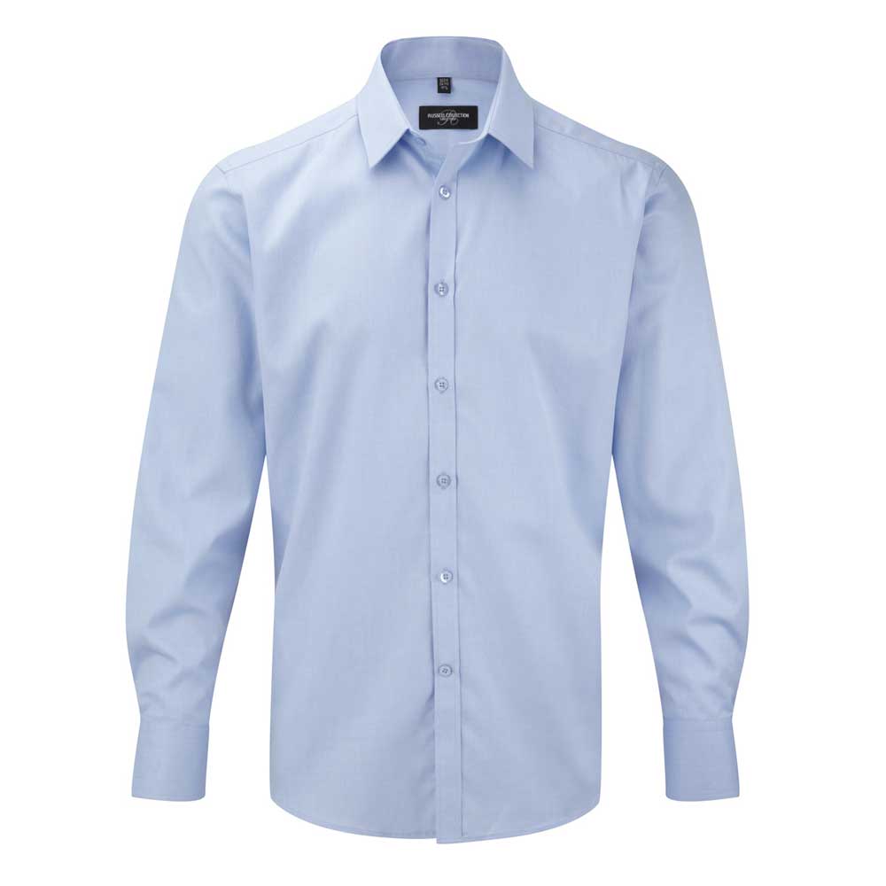 Russell Collection Mens Long Sleeve Herringbone Shirt