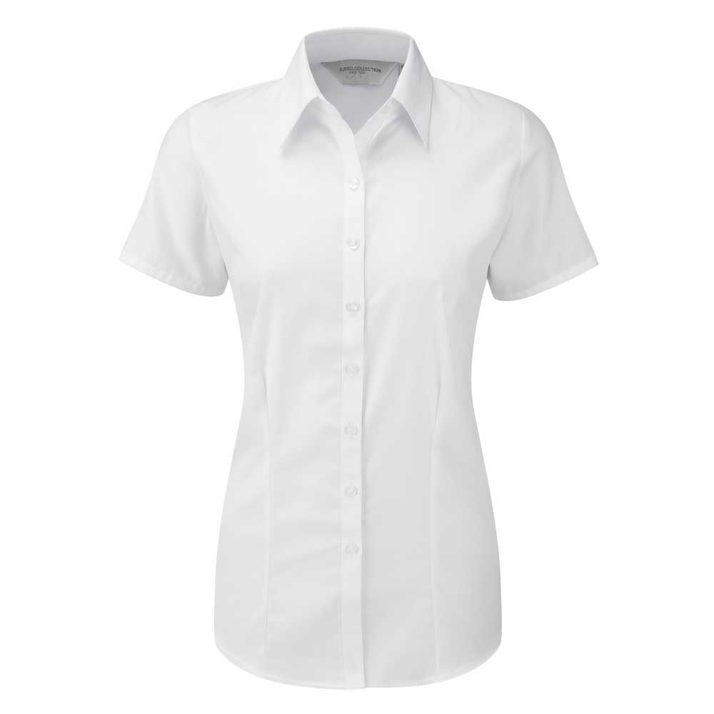 Russell Collection Womens  Short Sleeve Herringbone Shirt