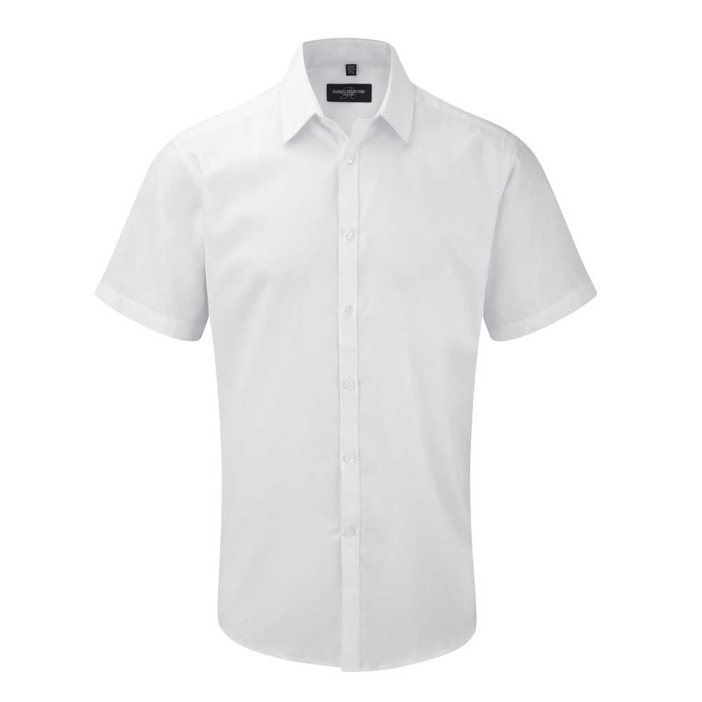 Russell Collection Mens Short Sleeve Herringbone Shirt