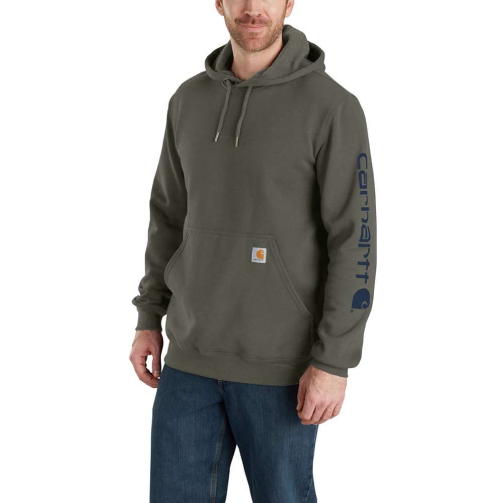 Carhartt Mens Polycotton Stretchable Sleeve Logo Hooded Sweatshirt Top