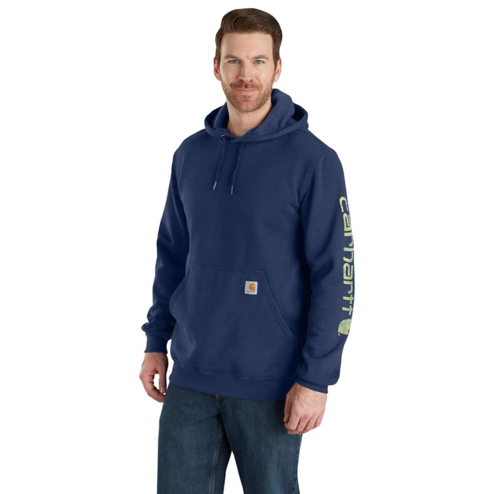 Carhartt Mens Polycotton Stretchable Sleeve Logo Hooded Sweatshirt Top