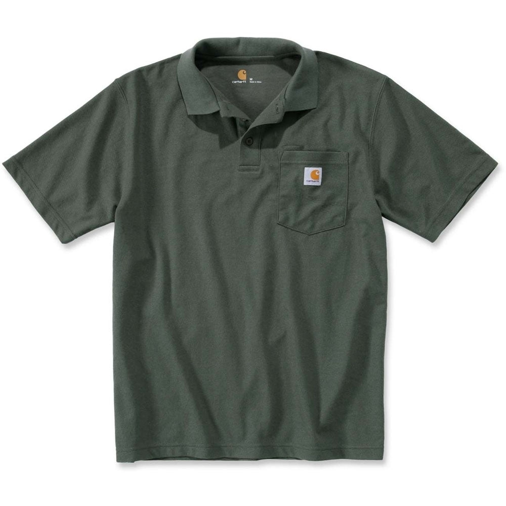 Carhartt Mens Short Sleeve Rib Knit Button Work Pocket Polo Shirt