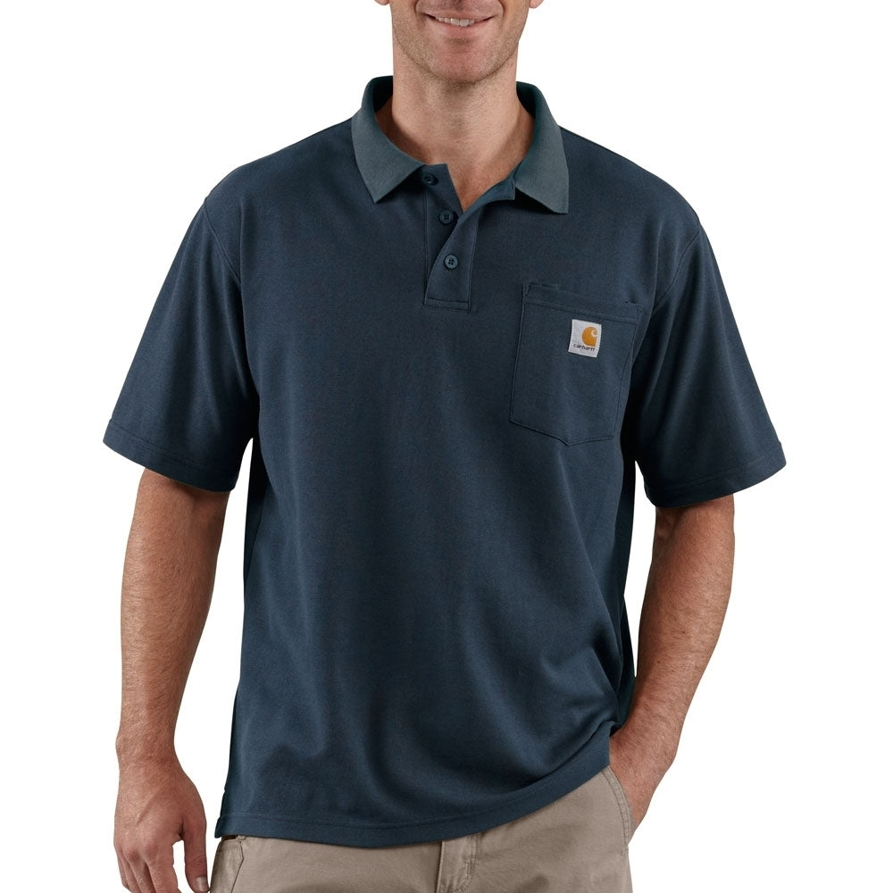 Carhartt Mens Short Sleeve Rib Knit Button Work Pocket Polo Shirt