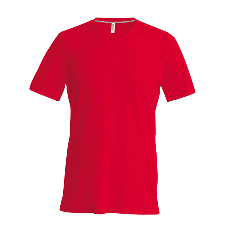 Kariban Mens Slim Fit Short Sleeve V Neck Plain Colours Cotton T-Shirt