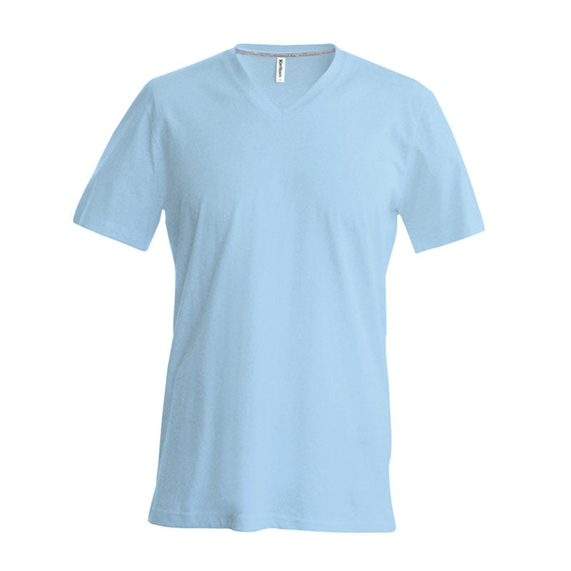 Kariban Mens Slim Fit Short Sleeve V Neck Plain Colours Cotton T-Shirt