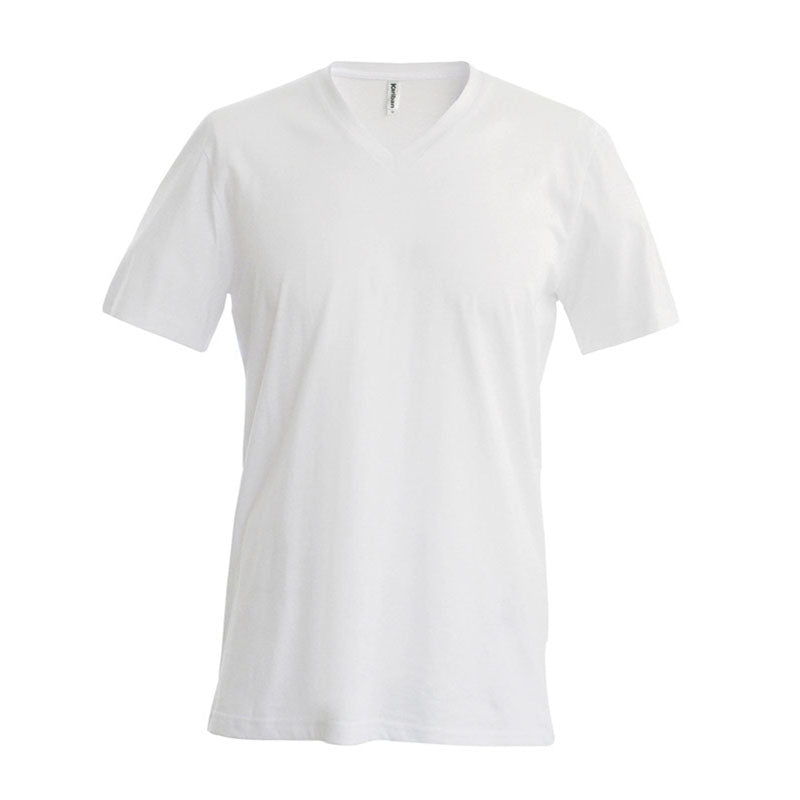 Kariban Mens Slim Fit Short Sleeve V Neck Plain Colours Cotton T-Shirt