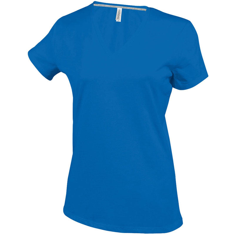 Kariban Ladies Fit Short Sleeve V Neck Plain Colours Cotton T-Shirt