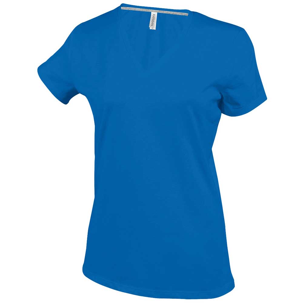 Kariban Ladies Fit Short Sleeve V Neck Plain Colours Cotton T-Shirt