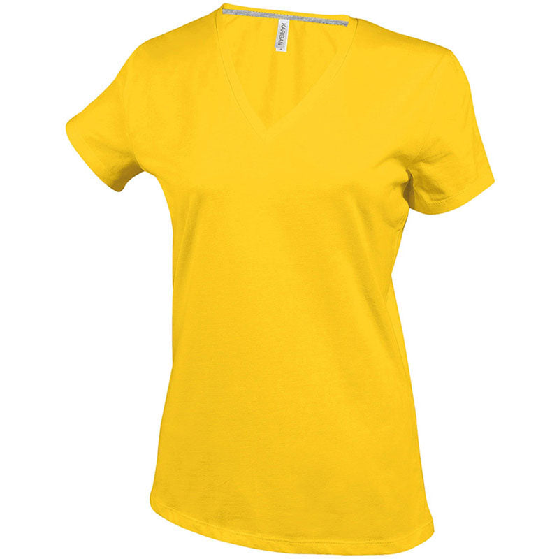 Kariban Ladies Fit Short Sleeve V Neck Plain Colours Cotton T-Shirt