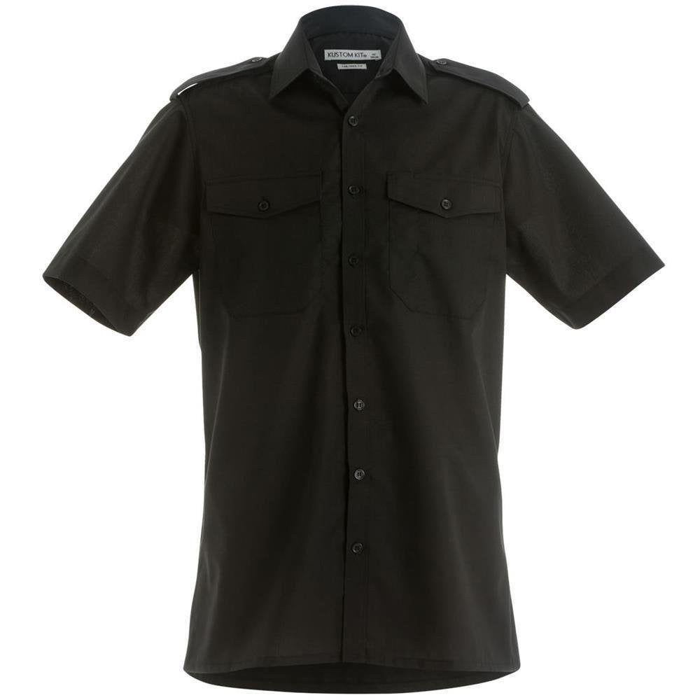 Kustom Kit Mens Pilot Shirt Short Sleeve