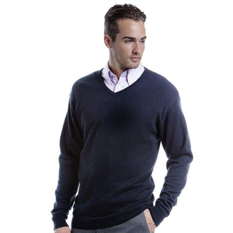 Kustom Kit Men's Arundel V-Neck Sweater Long Sleeve