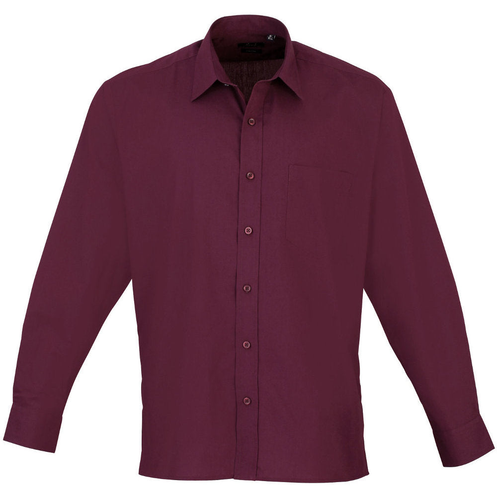 Premier Mens Long Sleeve Polycotton Poplin Formal Corporate Shirt