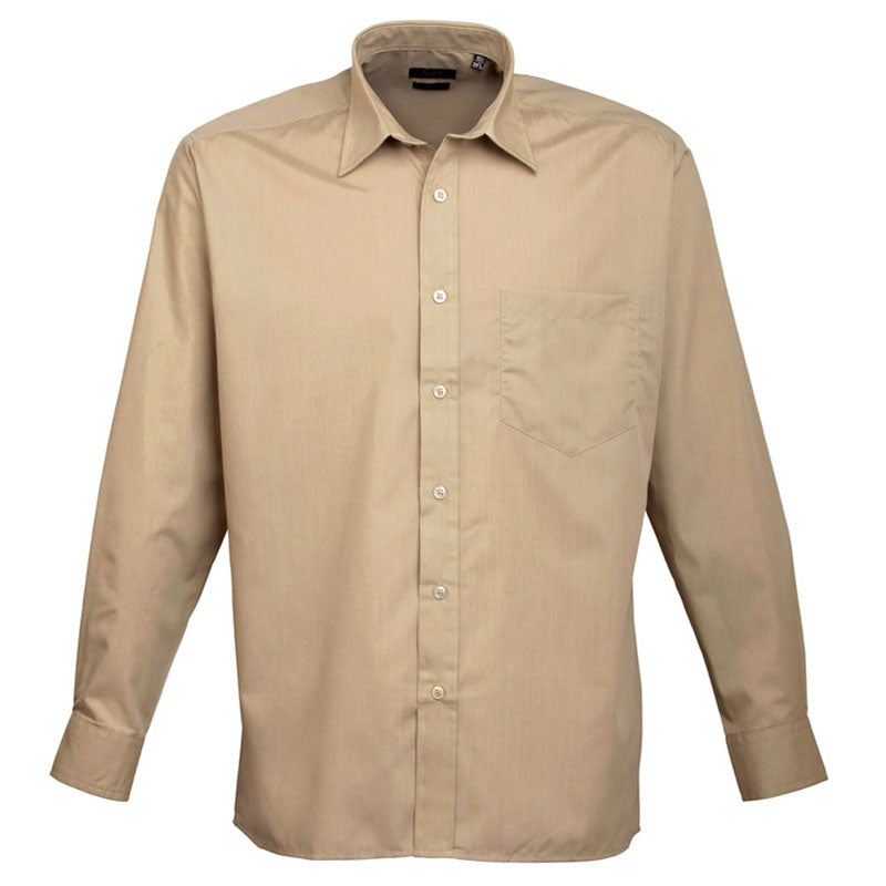 Premier Mens Long Sleeve Polycotton Poplin Formal Corporate Shirt